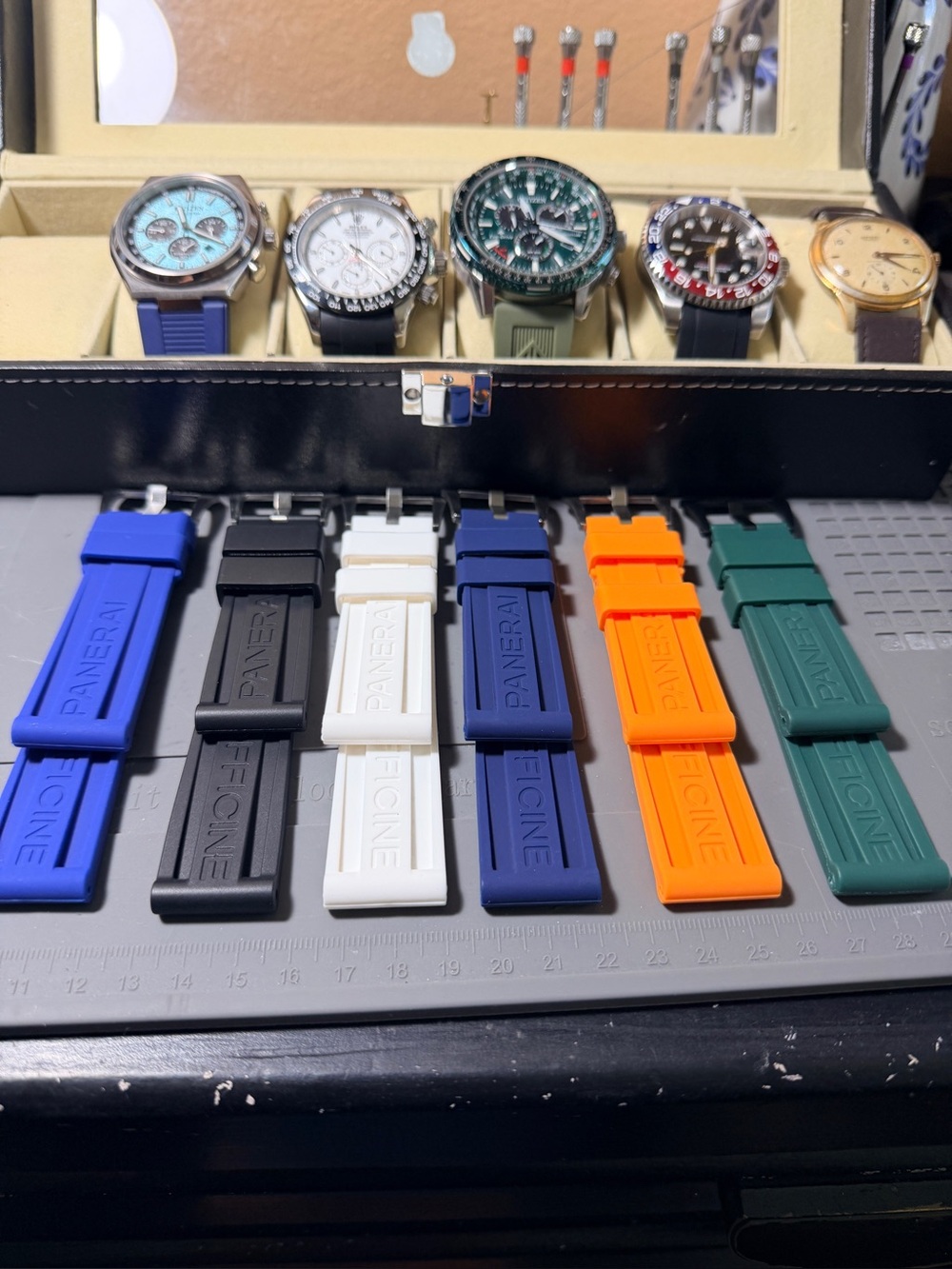 PAM 24mm  Silicone Watch Straps in Blue, Black, White, Orange, Green 1 set